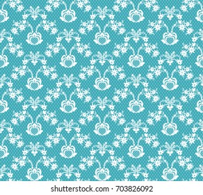 seamless lace with floral pattern on a turquoise background