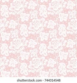 seamless lace with floral pattern on a pink background