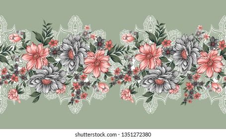 seamless lace and flower border