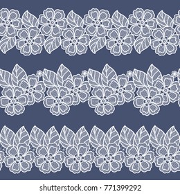 seamless lace flowers decoration element