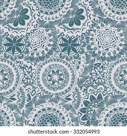 Seamless lace hand-drawn pattern. Floral background. Vector illustrations.