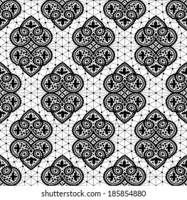 seamless lace with heart pattern on a white background