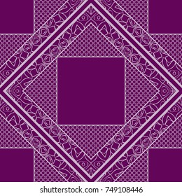 Seamless lace line art pattern. Geometric ornament with frame. Vector illustration