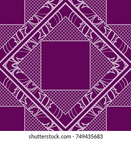 Seamless lace line art pattern. Geometric ornament with frame. Vector illustration