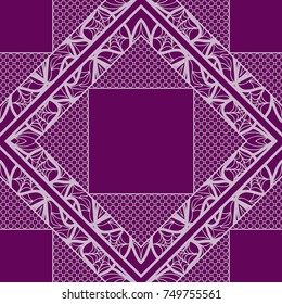 Seamless lace line art pattern. Geometric ornament with frame. Vector illustration