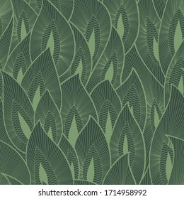 Seamless lace ornament background, line embroidery pattern,
abstract leafs vector design.