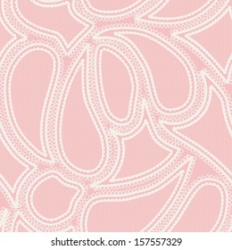 Seamless lace paisley pattern. Pink abstract background. Vector illustration.
