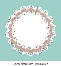 Seamless lace paper napkin - vector frame for invitation, menu, coffee or cake shop