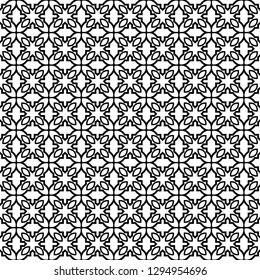 Seamless Lace Pattern With Abstract Geometric Ornament. Stylish Fashion Design Background For Invitation Card. Illustration. Black and white.
