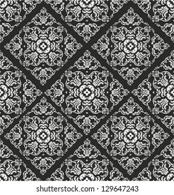 Seamless lace pattern black and white background