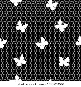 Seamless lace pattern with butterflies