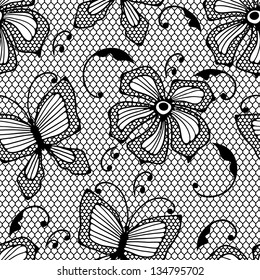 Seamless lace pattern with butterflies and flowers.