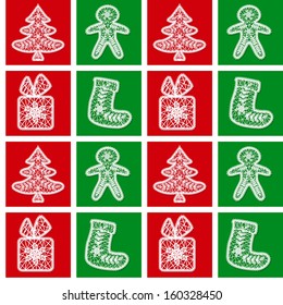 seamless lace pattern with Christmas symbols 