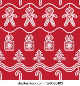 seamless lace pattern with Christmas symbols 