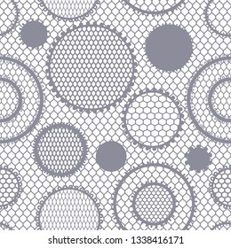 Seamless lace pattern with circles. Vintage fashion textile.
