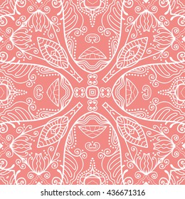 Seamless lace pattern. Contemporary graphic design, seamless line geometric background. Vector monochrome stylish endless texture. Tribal ethnic arabic, indian, turkish ornament