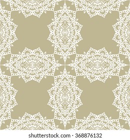 Seamless lace pattern, floral geometric ornament, decorative repeating fabric texture. Tribal ethnic motif, vector abstract background