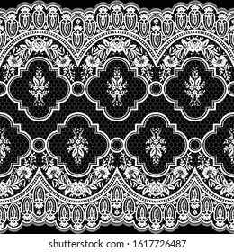 Seamless lace pattern, flower vintage vector background.