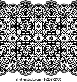 Seamless lace pattern, flower vintage vector background.