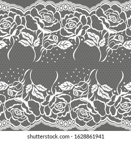 Seamless lace pattern, flower vintage vector background.