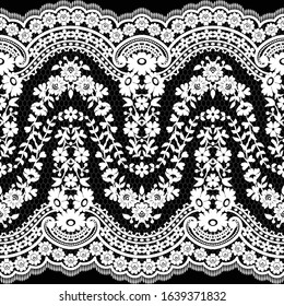 Seamless lace pattern, flower vintage vector background.