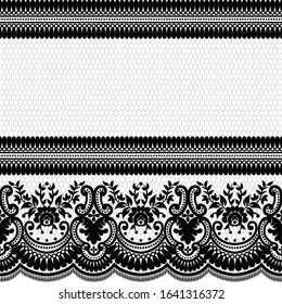 Seamless lace pattern, flower vintage vector background.