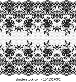 Seamless lace pattern, flower vintage vector background.