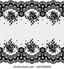 Seamless lace pattern, flower vintage vector background.