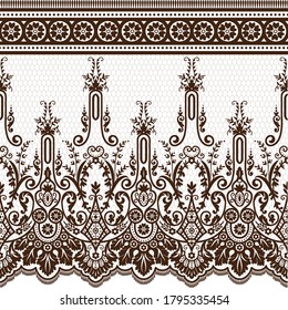 Seamless lace pattern, flower vintage vector background.