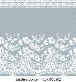 Seamless lace pattern, flower vintage vector background.
