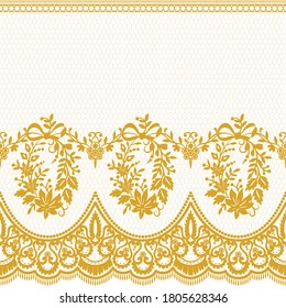 Seamless lace pattern, flower vintage vector background.