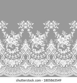 Seamless lace pattern, flower vintage vector background.