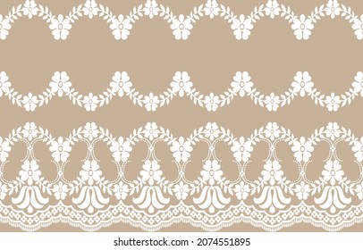 Seamless lace pattern, flower vintage vector background.