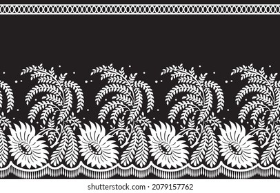 Seamless lace pattern, flower vintage vector background.