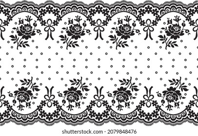 Seamless lace pattern, flower vintage vector background.