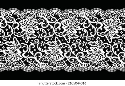 Seamless lace pattern, flower vintage vector background.