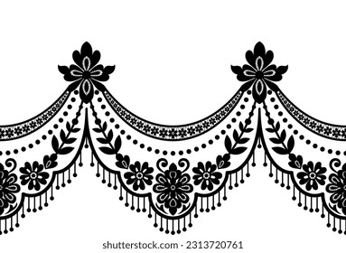 Seamless lace pattern, flower vintage vector background.