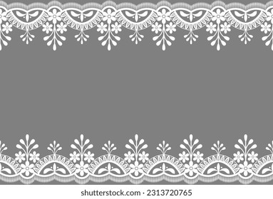 Seamless lace pattern, flower vintage vector background.