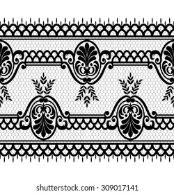 Seamless lace pattern, flower vintage vector background.