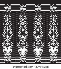 Seamless lace pattern, flower vintage vector background.