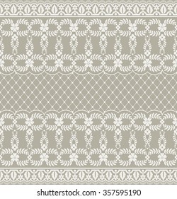 Seamless lace pattern, flower vintage vector background.