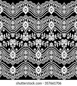 Seamless lace pattern, flower vintage vector background.