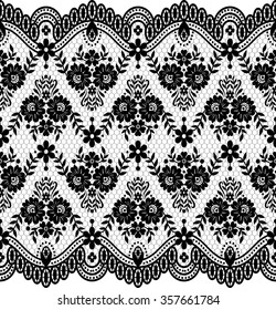 Seamless lace pattern, flower vintage vector background.