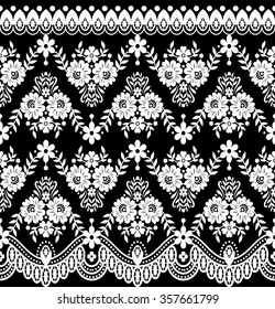 Seamless lace pattern, flower vintage vector background.