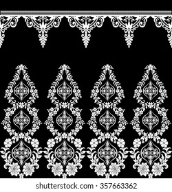 Seamless lace pattern, flower vintage vector background.