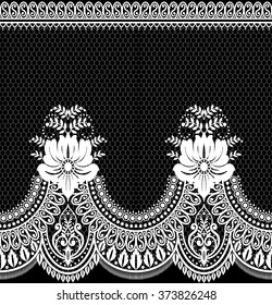 Seamless lace pattern, flower vintage vector background.