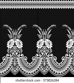Seamless lace pattern, flower vintage vector background.