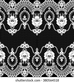 Seamless lace pattern, flower vintage vector background.