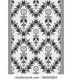 Seamless lace pattern, flower vintage vector background.