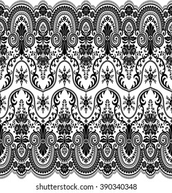 Seamless lace pattern, flower vintage vector background.